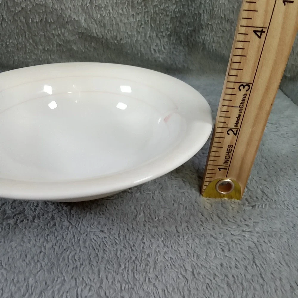 Syracuse China‎ Syralite White Pink Trim 7.25 Inch Rimmed Soup Cereal Bowl USA